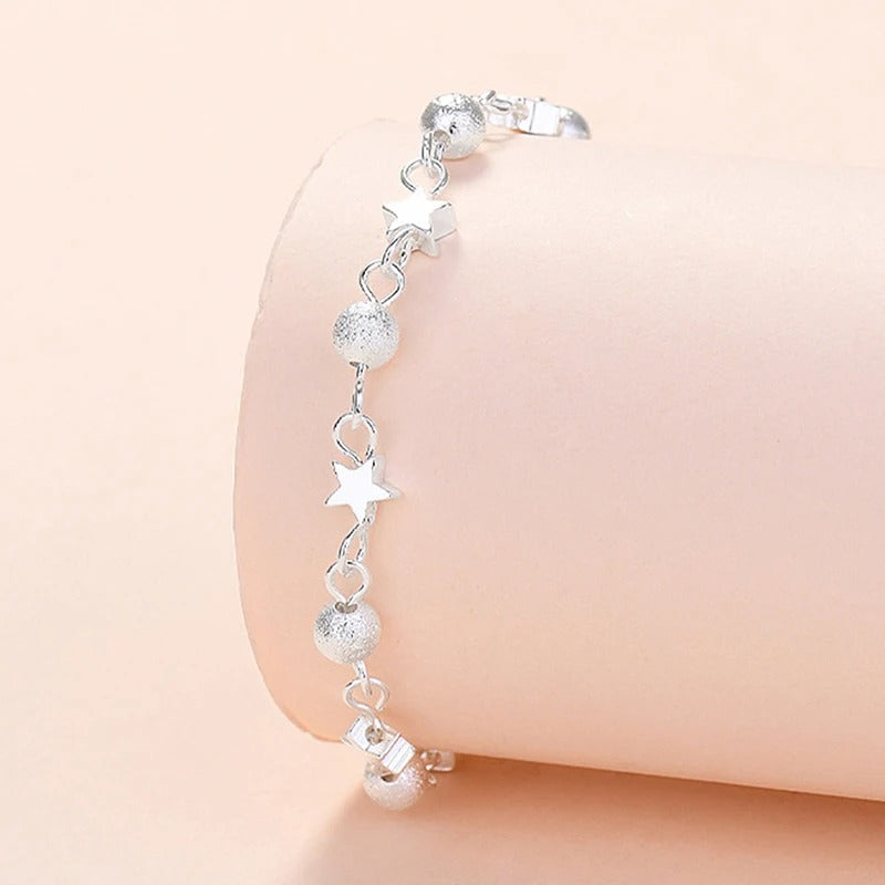 Pulseira Estrelas E Pontos De Luz Prata 925 - Pul1518