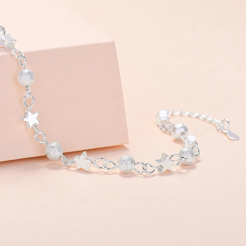Pulseira Estrelas E Pontos De Luz Prata 925 - Pul1518