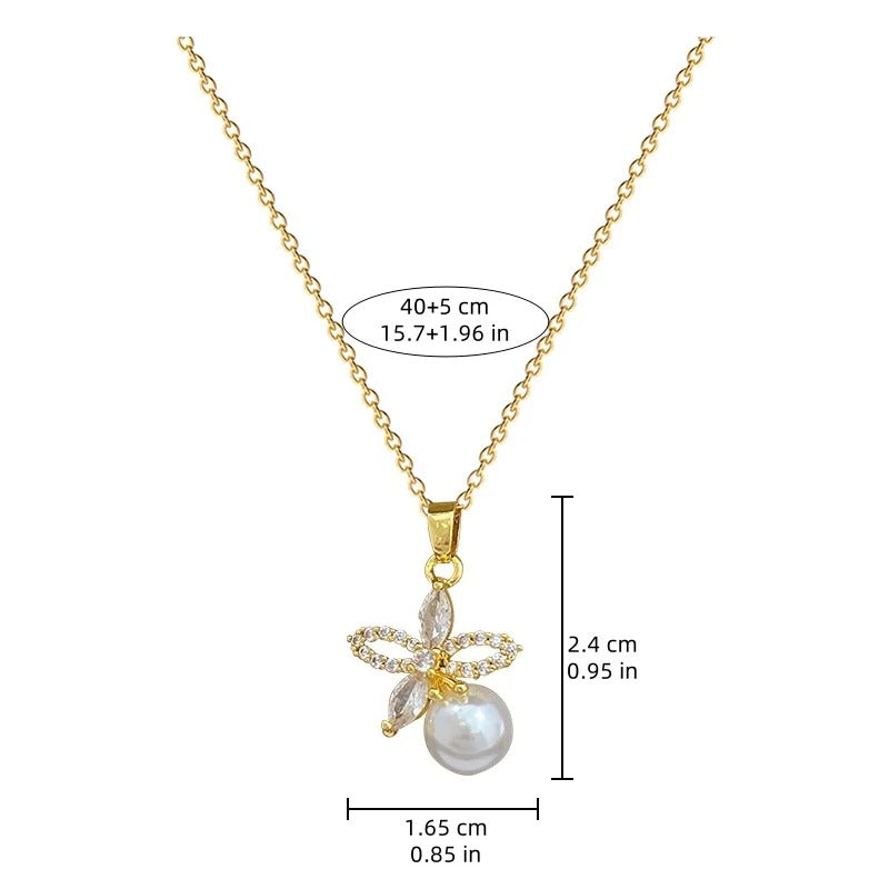 Conjunto Cravejado Pérolas Banhado Em Ouro 18K - Conj444