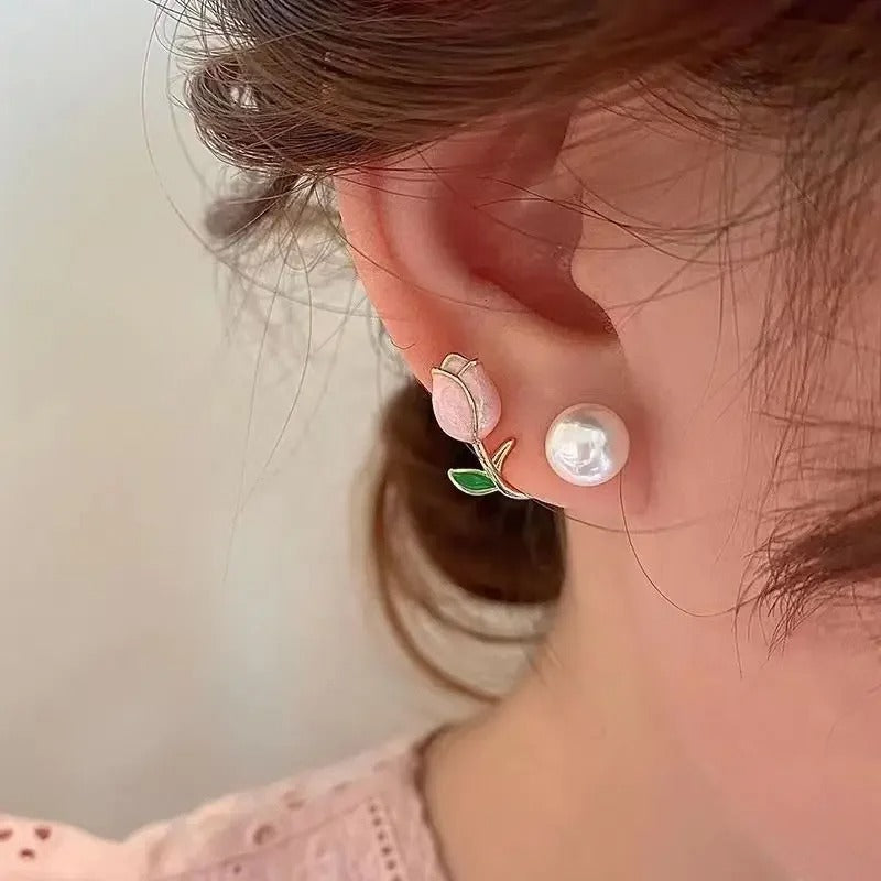 Conjunto Rosas E Pérolas Banhado Em Ouro 18K - Conj278