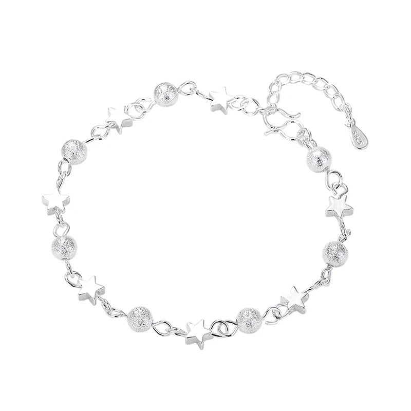 Pulseira Estrelas E Pontos De Luz Prata 925 - Pul1518