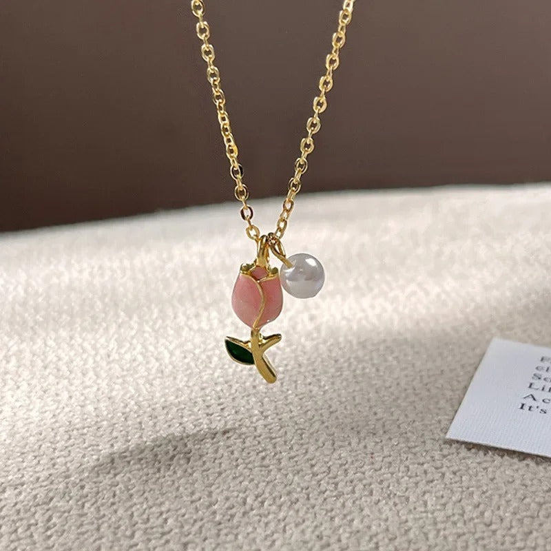 Conjunto Rosas E Pérolas Banhado Em Ouro 18K - Conj278