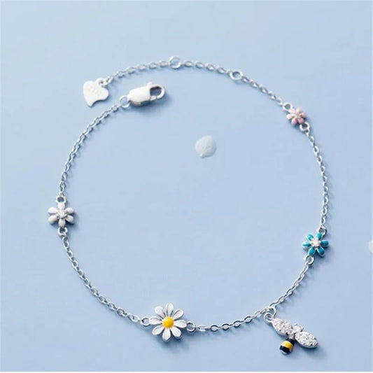 Pulseira Primavera E Abelhas Prata 925 - Pul333