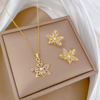 Conjunto Folha De Bordo Canadá Banhado Em Ouro 18K - Conj111