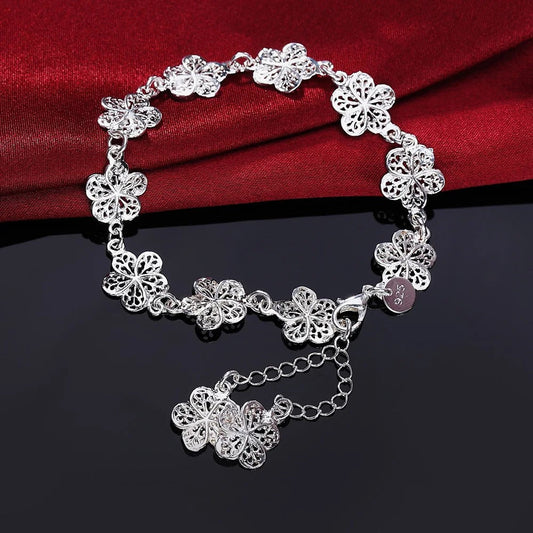 Pulseira Flores Prata 925 - Pul664