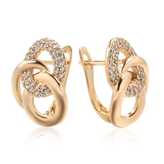 Brinco Elos Cravejados Banhado Em Ouro 18K - Brsi255