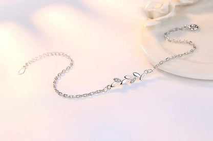 Pulseira Folhas De Prata 925 - Pul6847