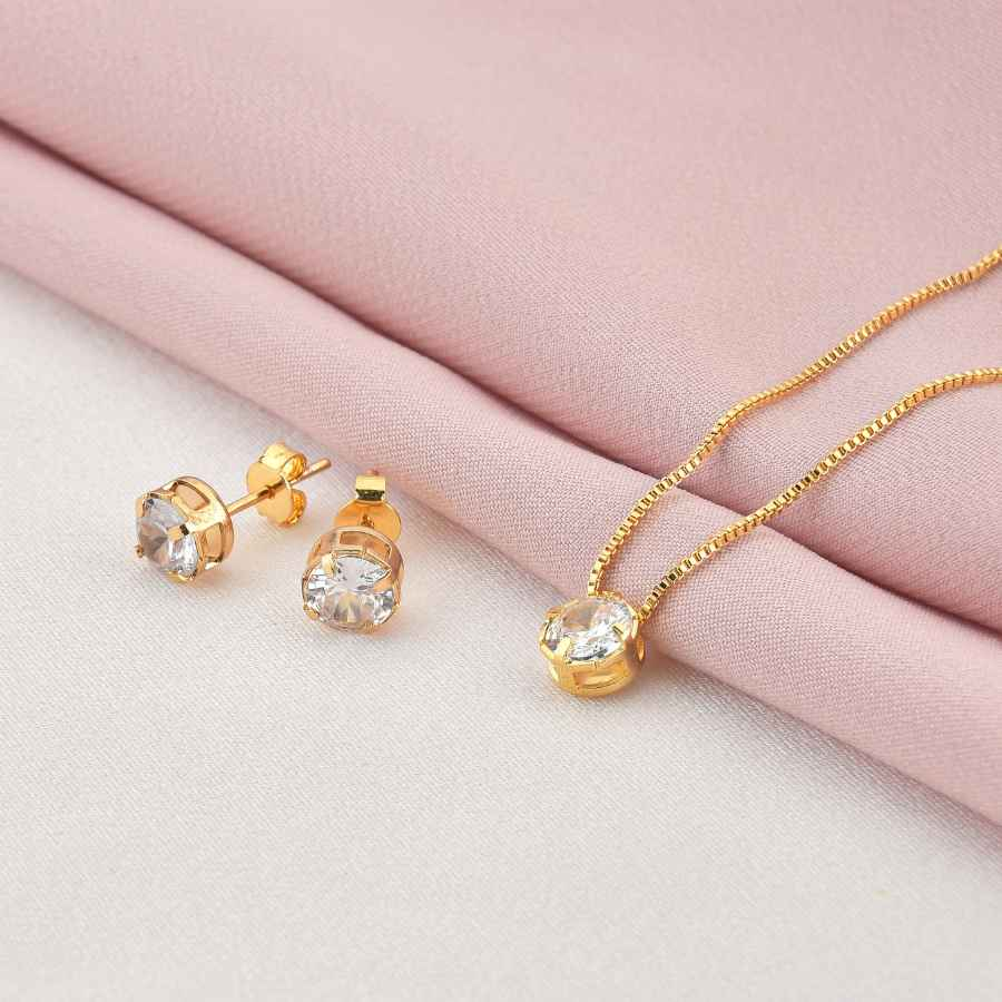 CONJUNTO PONTO DE LUZ BANHADO EM OURO 18K - CONJ815