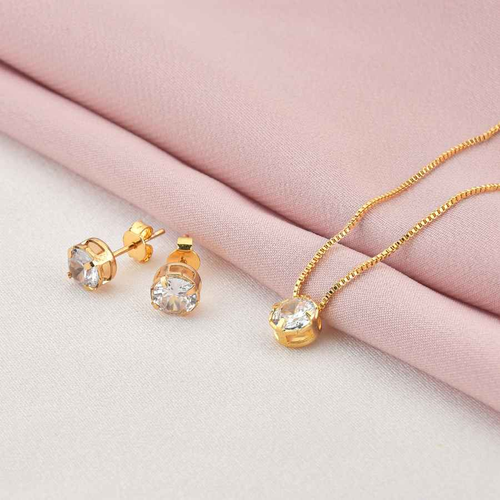 CONJUNTO PONTO DE LUZ BANHADO EM OURO 18K - CONJ815