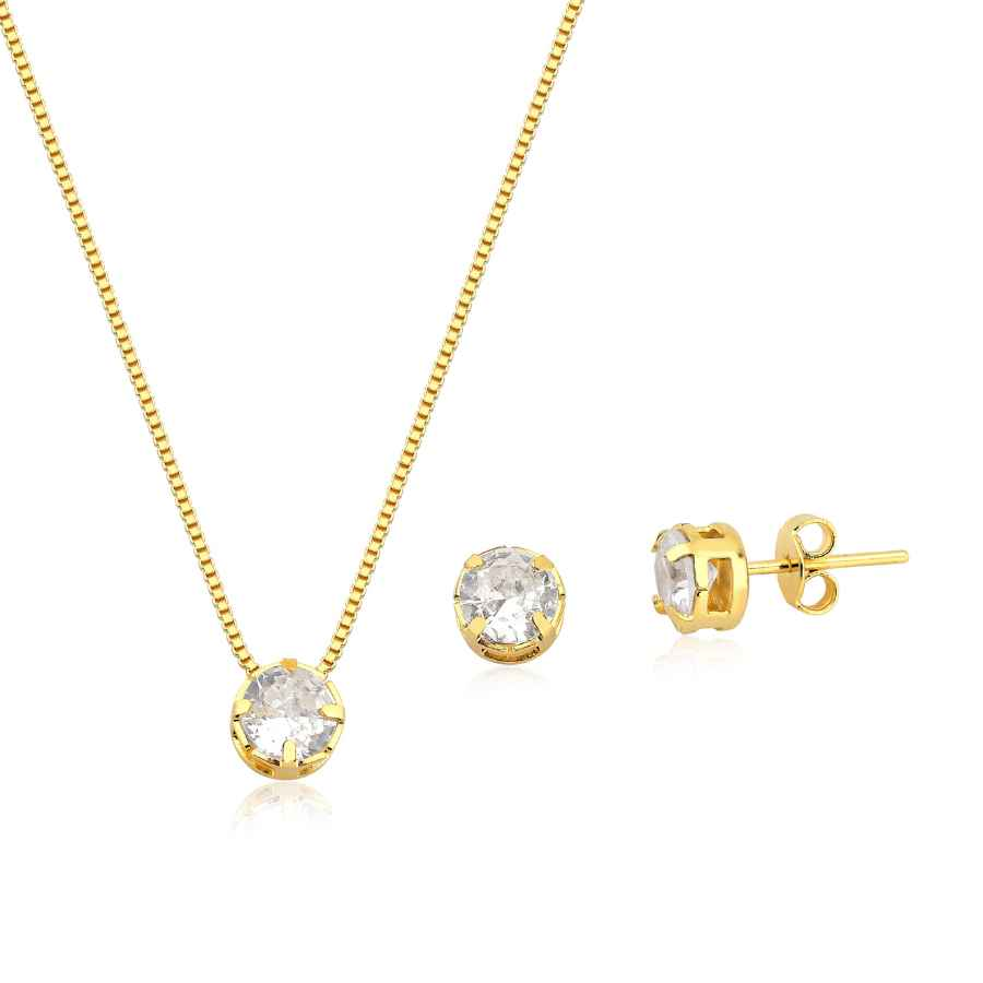 CONJUNTO PONTO DE LUZ BANHADO EM OURO 18K - CONJ815