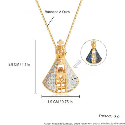 Colar Pingente Duplo Nossa Senhora Banhado Em Ouro 18K - Gargsi39