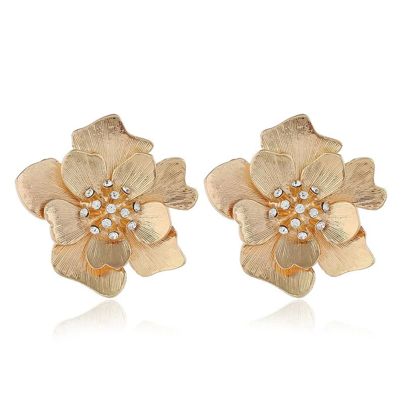 Brinco Flores De Peônias Banhado Em Ouro 18K - Brsi268