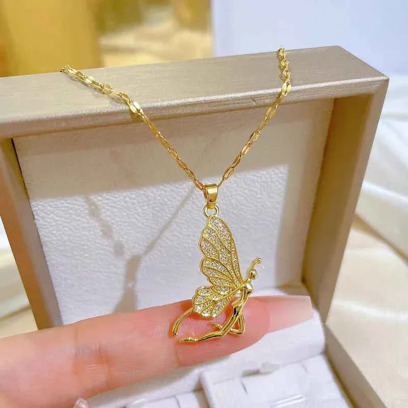 COLAR FADA DE ZIRCÔNIAS BANHADO EM OURO 18K - GARGSI016
