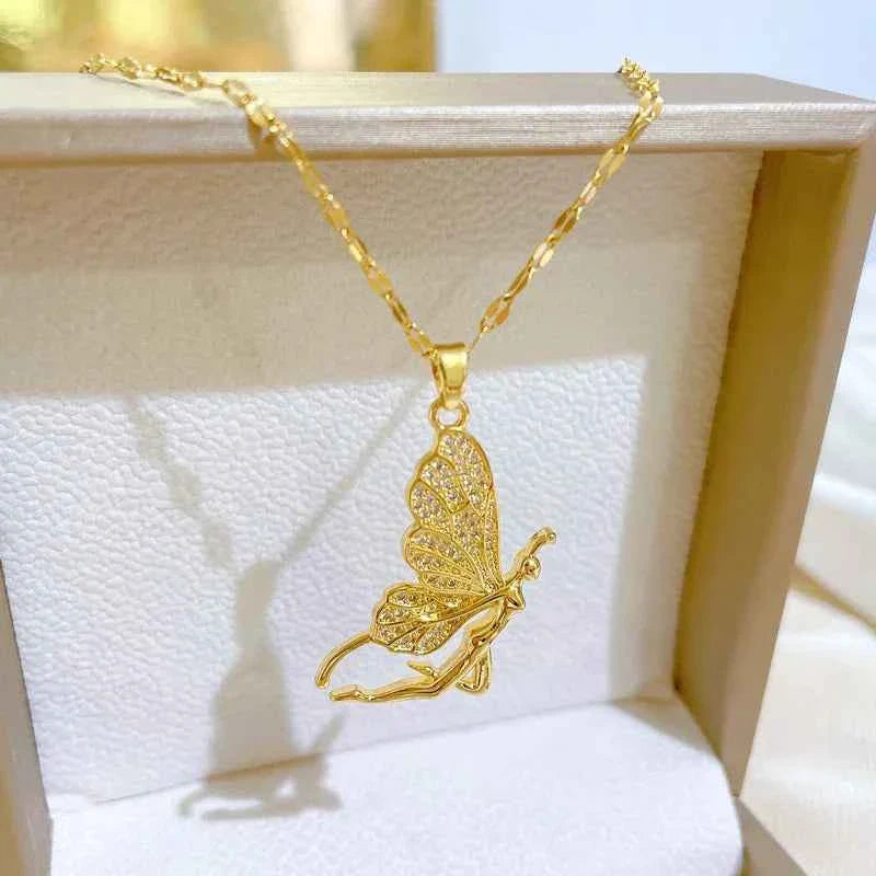 COLAR FADA DE ZIRCÔNIAS BANHADO EM OURO 18K - GARGSI016