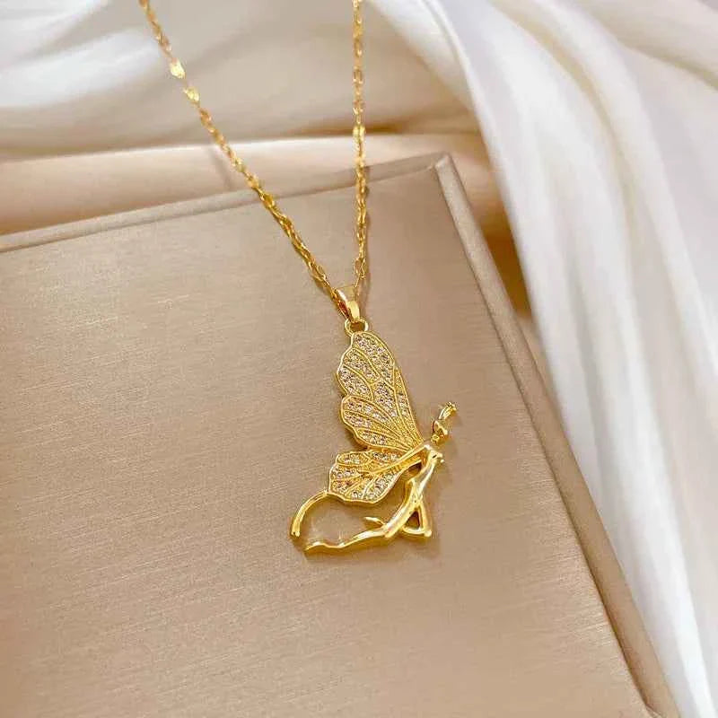 COLAR FADA DE ZIRCÔNIAS BANHADO EM OURO 18K - GARGSI016