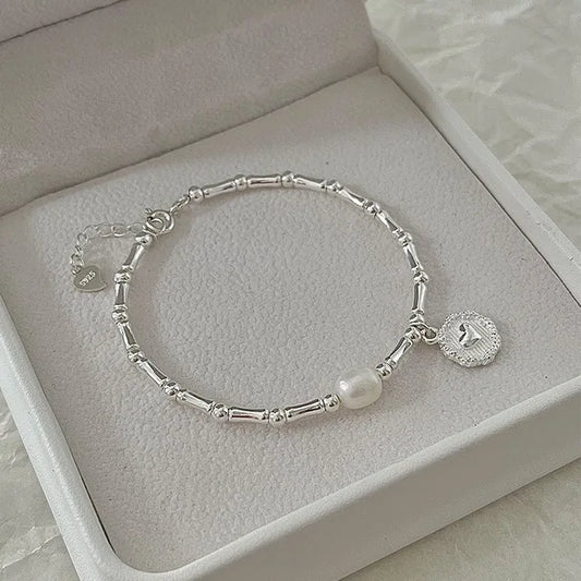 Pulseira Pérola E Pontos De Luz Prata 925 - Pul1520