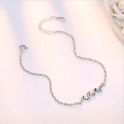 Pulseira Folhas De Prata 925 - Pul6847
