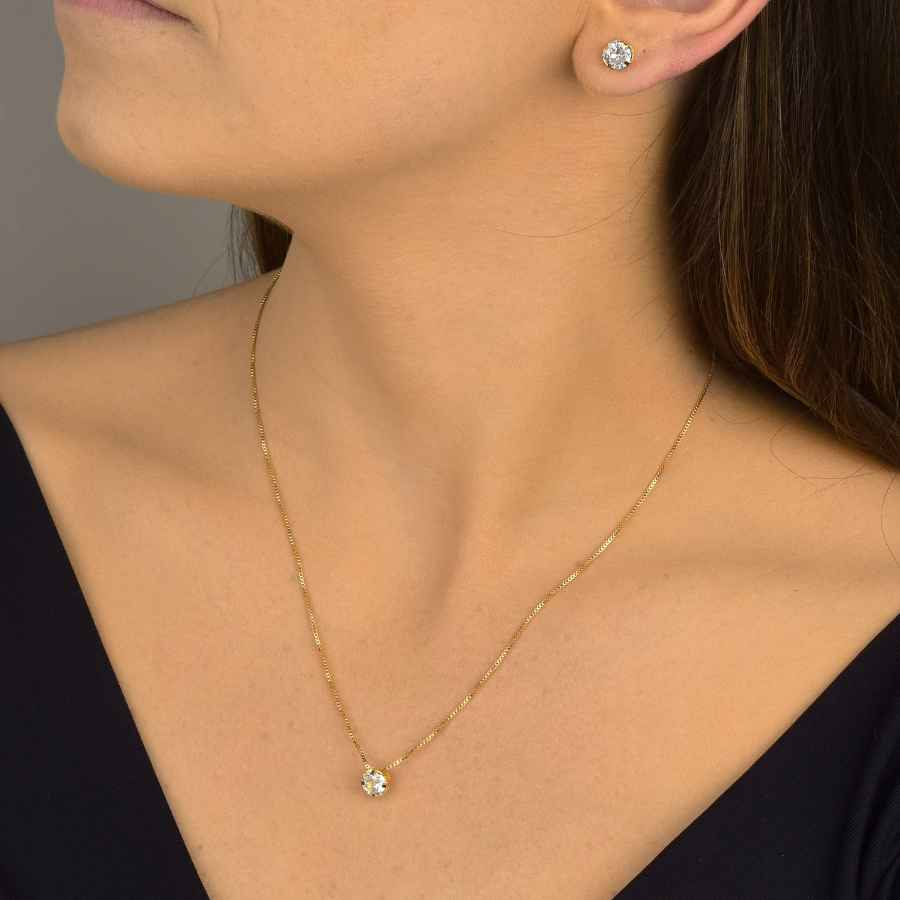 CONJUNTO PONTO DE LUZ BANHADO EM OURO 18K - CONJ815