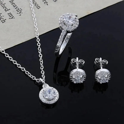 Super Conjunto Pontos De Luz Cravejados Prata 925 - Conp801