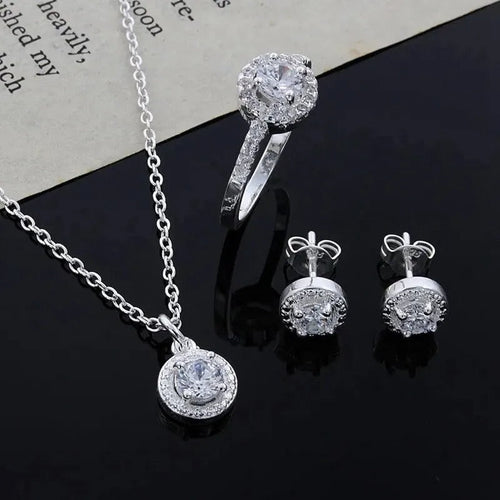 Super Conjunto Pontos De Luz Cravejados Prata 925 - Conp801