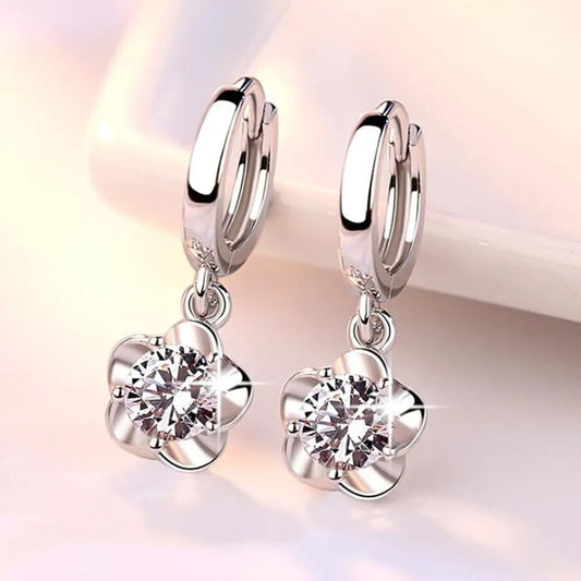 Brinco Flor Cristal Prata 925 - Brp046