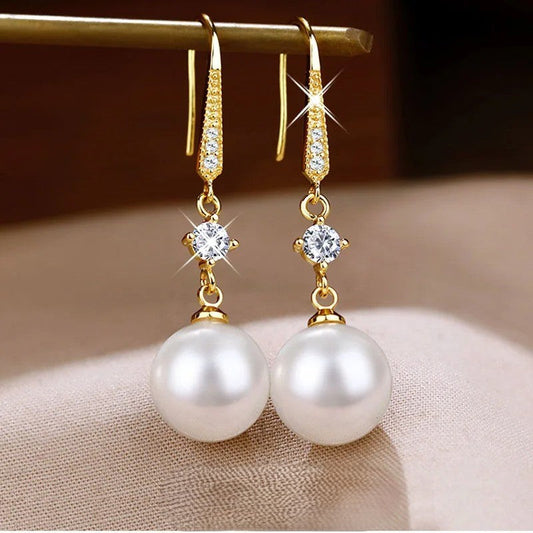Brinco Pérolas Cravejadas Banhado Em Ouro 18K - Brsi269