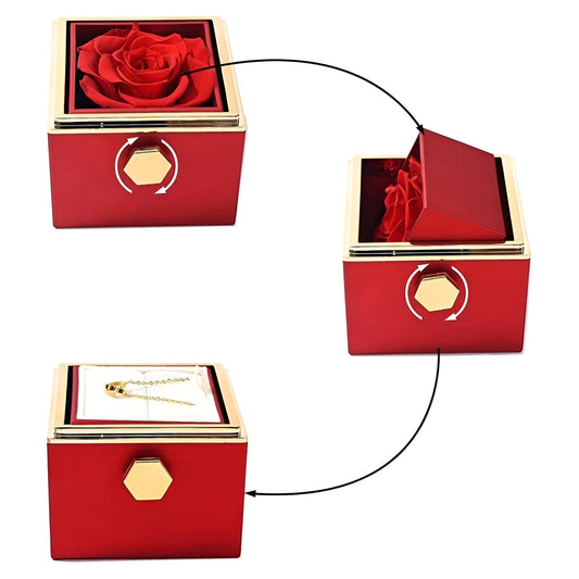 Caixa De Joias Com Rosa Eterna Para Presente