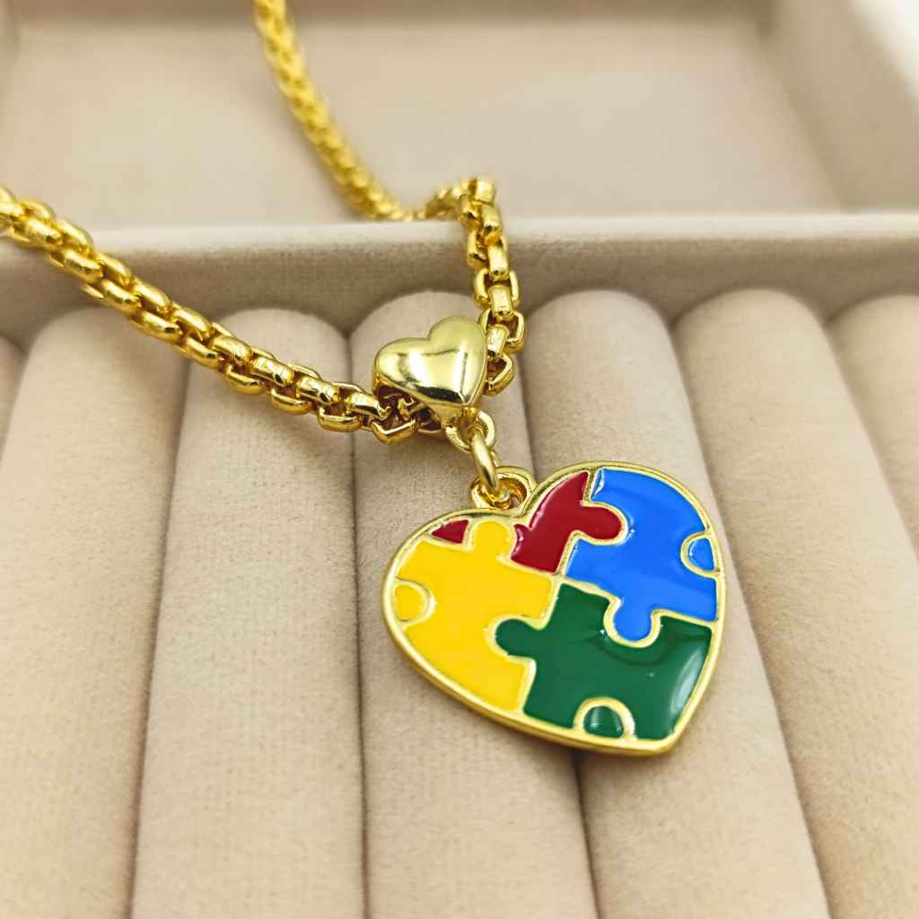 COLAR TEA ESPECTRO AUTISTA BANHADO EM OURO 18K - GARGSI017