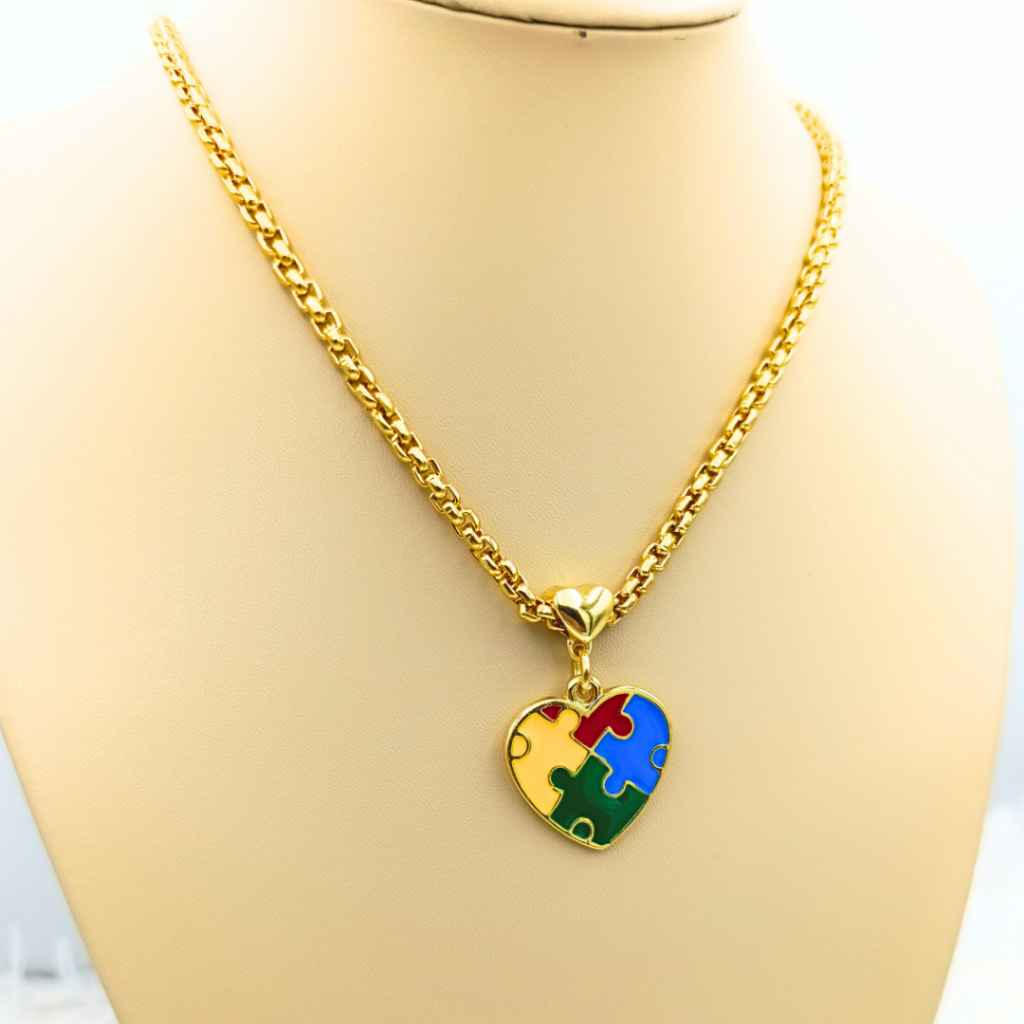COLAR TEA ESPECTRO AUTISTA BANHADO EM OURO 18K - GARGSI017