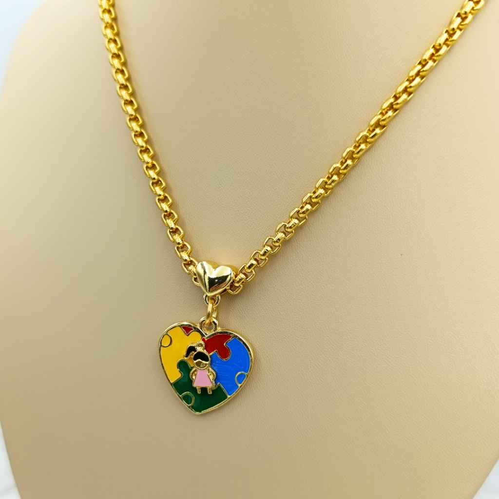 COLAR TEA ESPECTRO AUTISTA BANHADO EM OURO 18K - GARGSI017