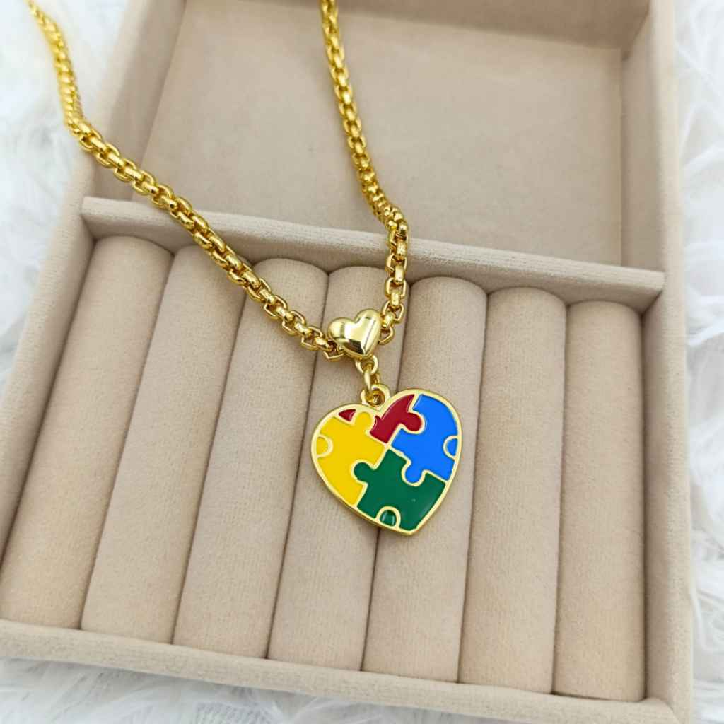 COLAR TEA ESPECTRO AUTISTA BANHADO EM OURO 18K - GARGSI017