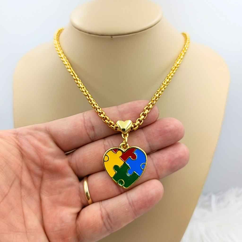 COLAR TEA ESPECTRO AUTISTA BANHADO EM OURO 18K - GARGSI017