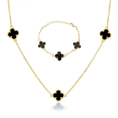 CONJUNTO TREVO BANHADO EM OURO 18K - CONJ83105
