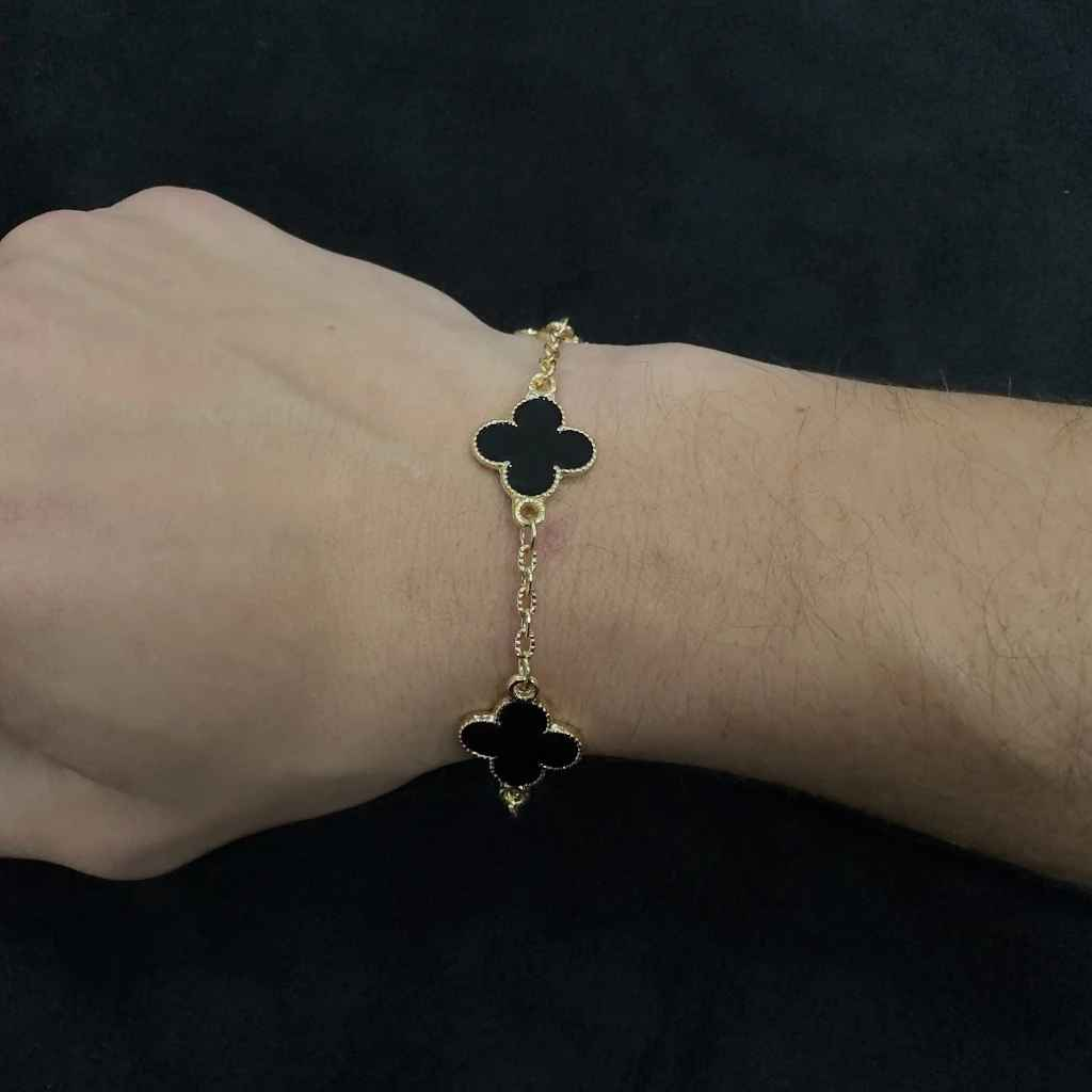 CONJUNTO TREVO BANHADO EM OURO 18K - CONJ83105