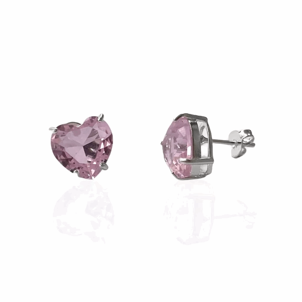 BRINCO CORAÇÃO ROSA PRATA 925 - BRP037