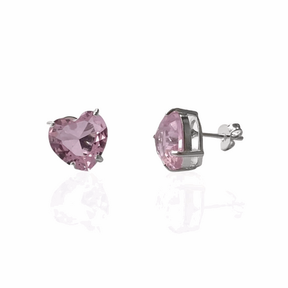 BRINCO CORAÇÃO ROSA PRATA 925 - BRP037