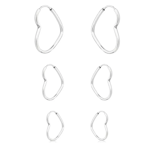 Brinco Trio Corações Prata 925 - Brp035